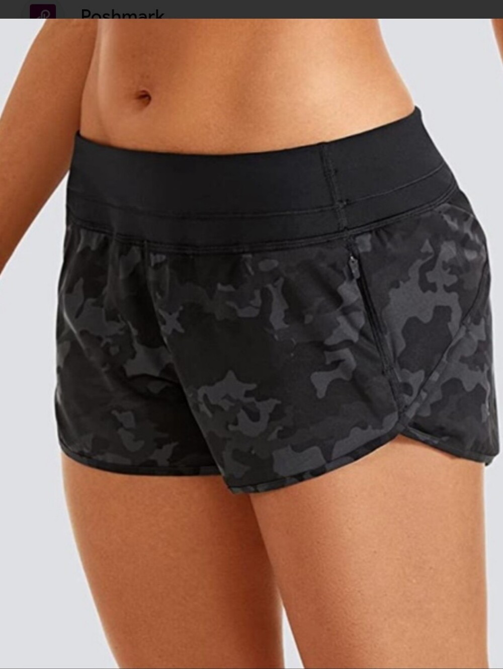 CRZ YOGA Black Camo Athletic Shorts Black Size Medium